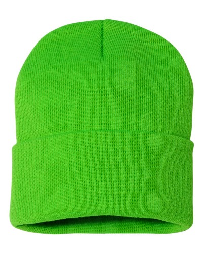 12 inch Cuff style Beanie-Safety Green